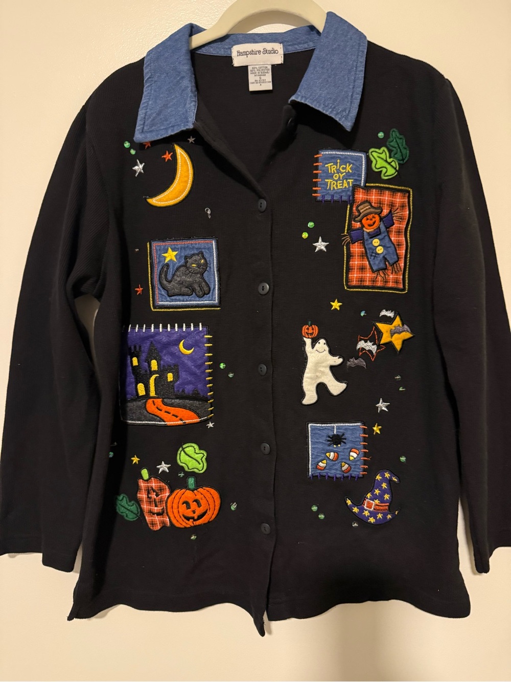 Kids Black Halloween Patchwork Costume Shirt